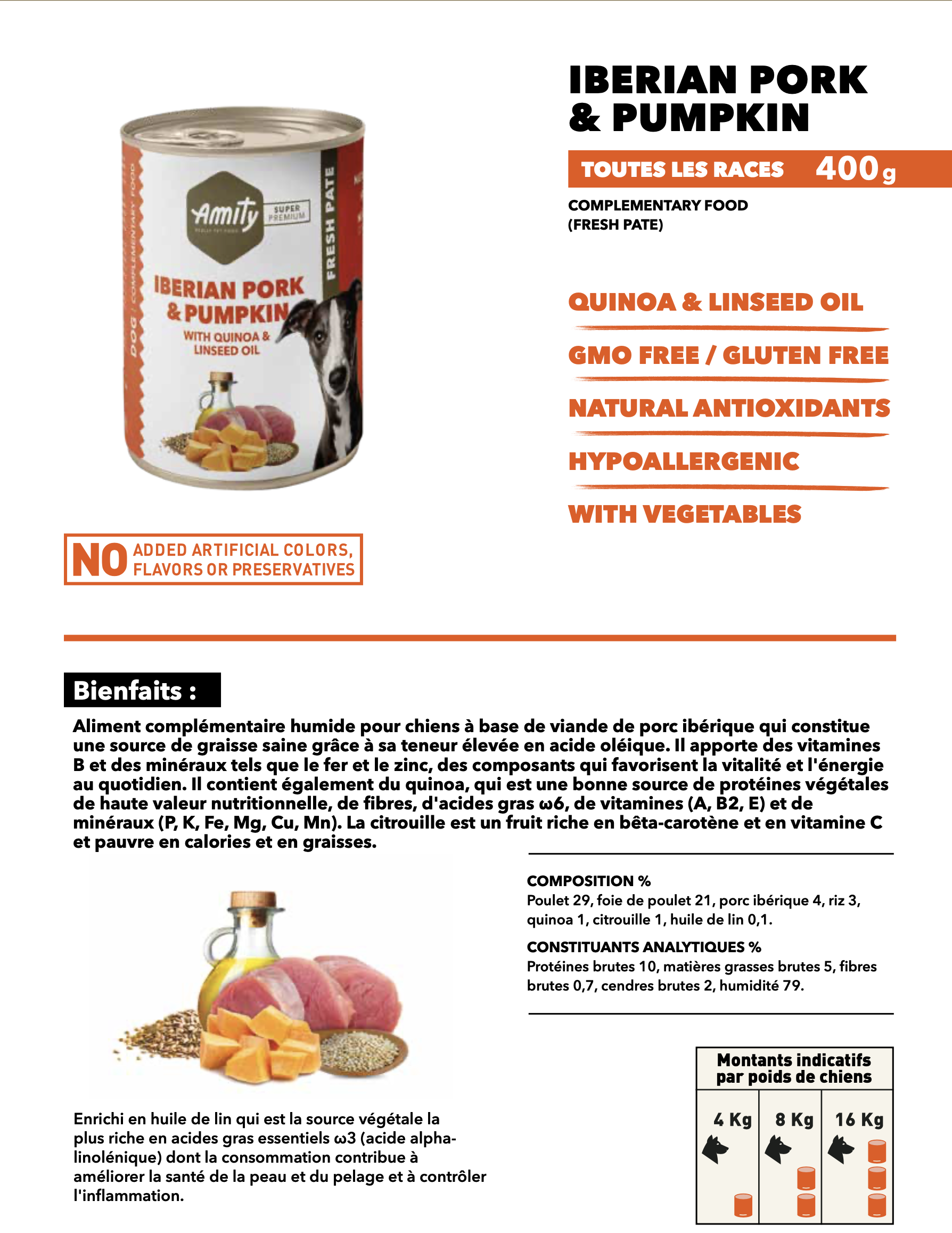 Amity Dog Wet Food Iberian Pork & Pumpkin 400g – Image 2