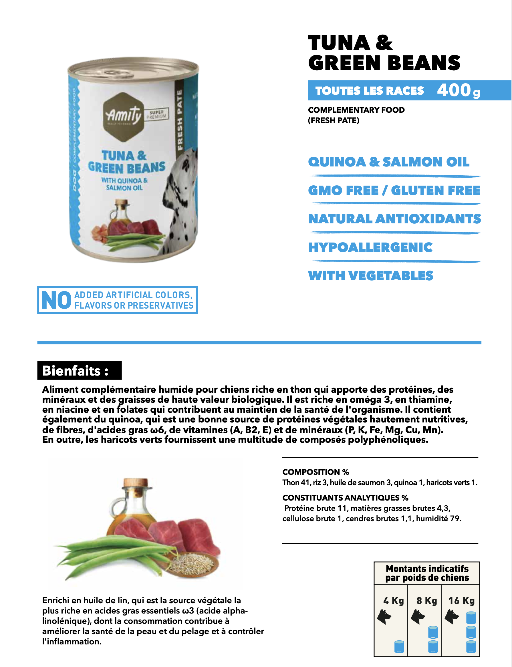 Amity Dog Wet Food Tuna & Green Beans 400g – Image 2