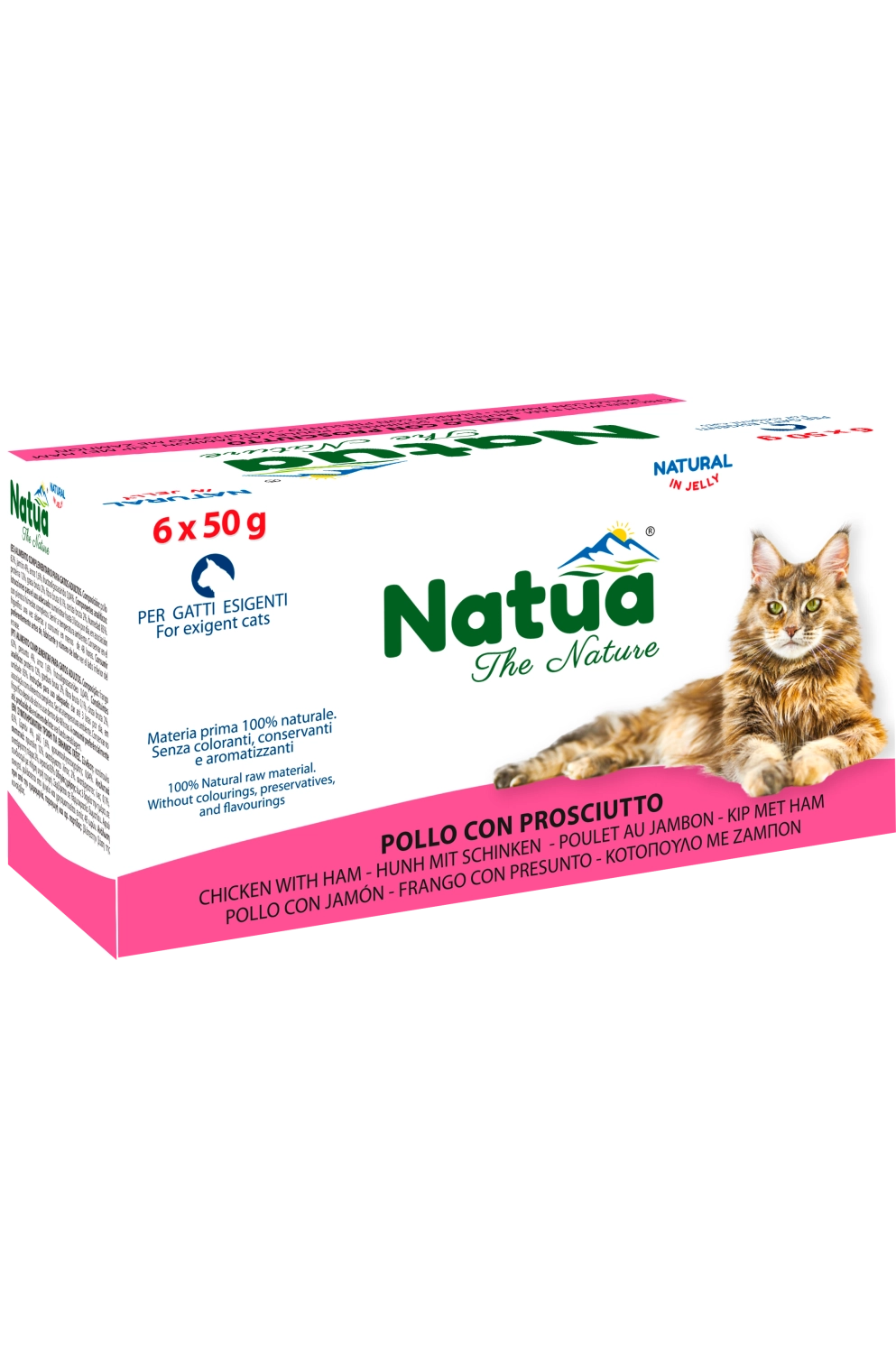 0852 Natua Natural in jelly cat (6x50g Poulet et Jambon) Cat Jelly Cans Chicken with Ham